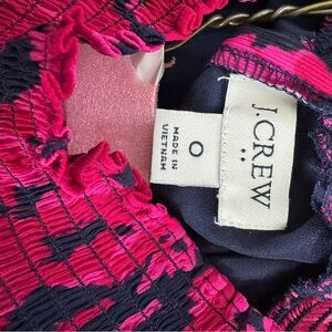J. Crew Vibrant Pink and Dark Textured Blouse